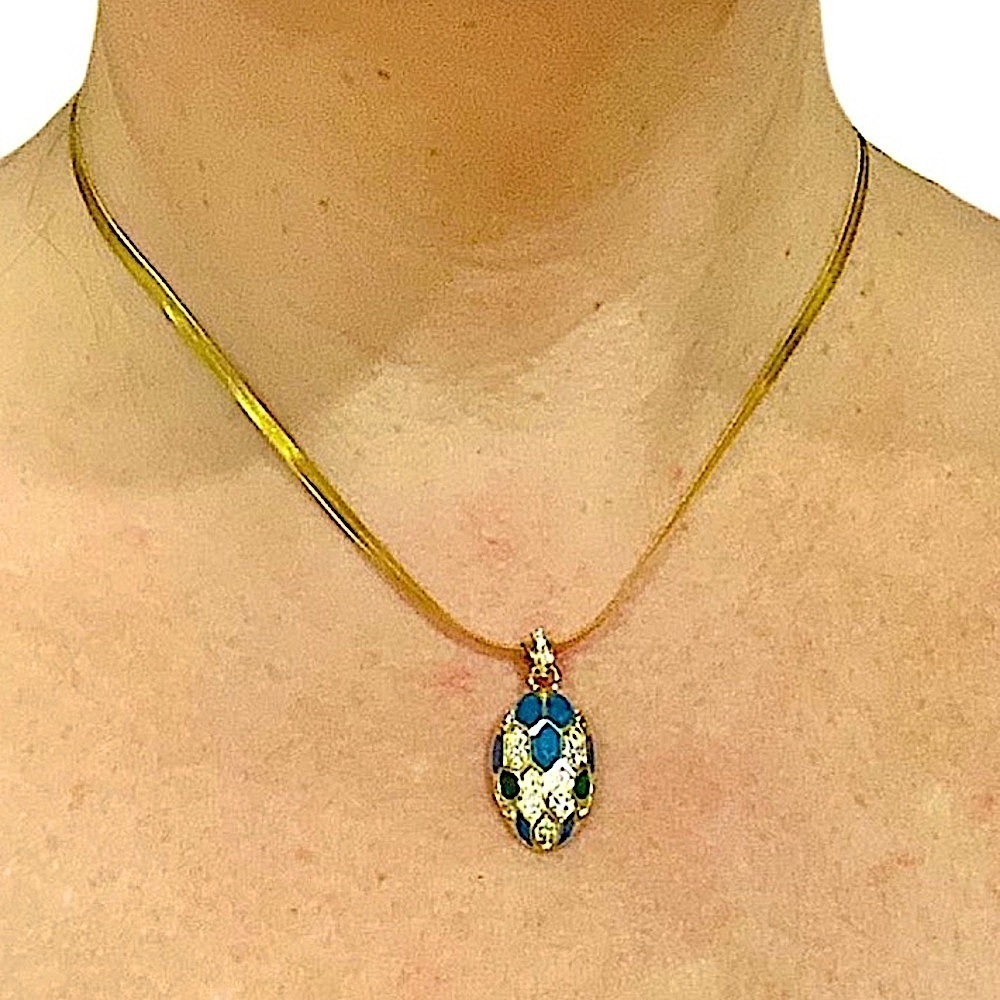 Snake Gold Plated Charm Herringbone Pendant Necklace